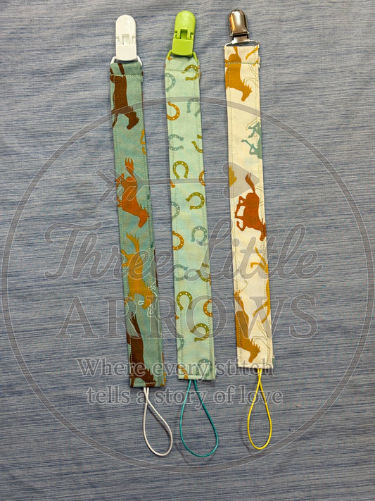Western Horse & Horseshoe Pacifier Clip