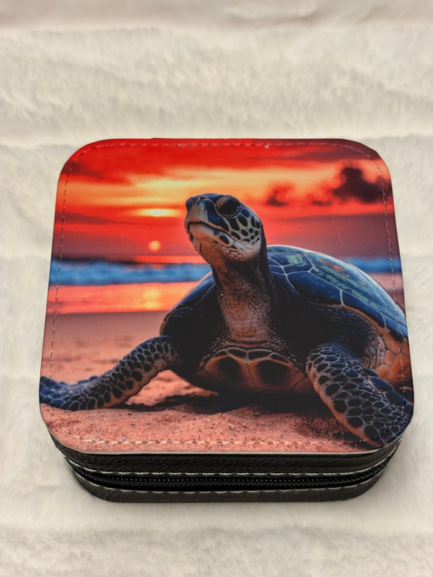 Sunset Sea Turtle Travel Jewelry Box