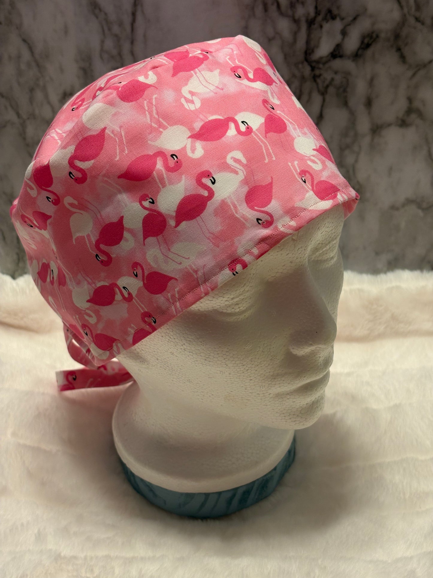 Pretty in Pink Flamingo Scrub Cap
