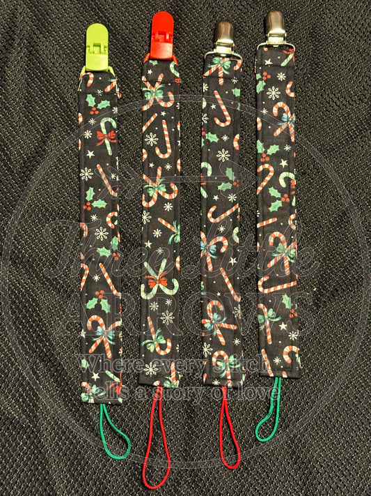Candy Cane Christmas Pacifier Clip