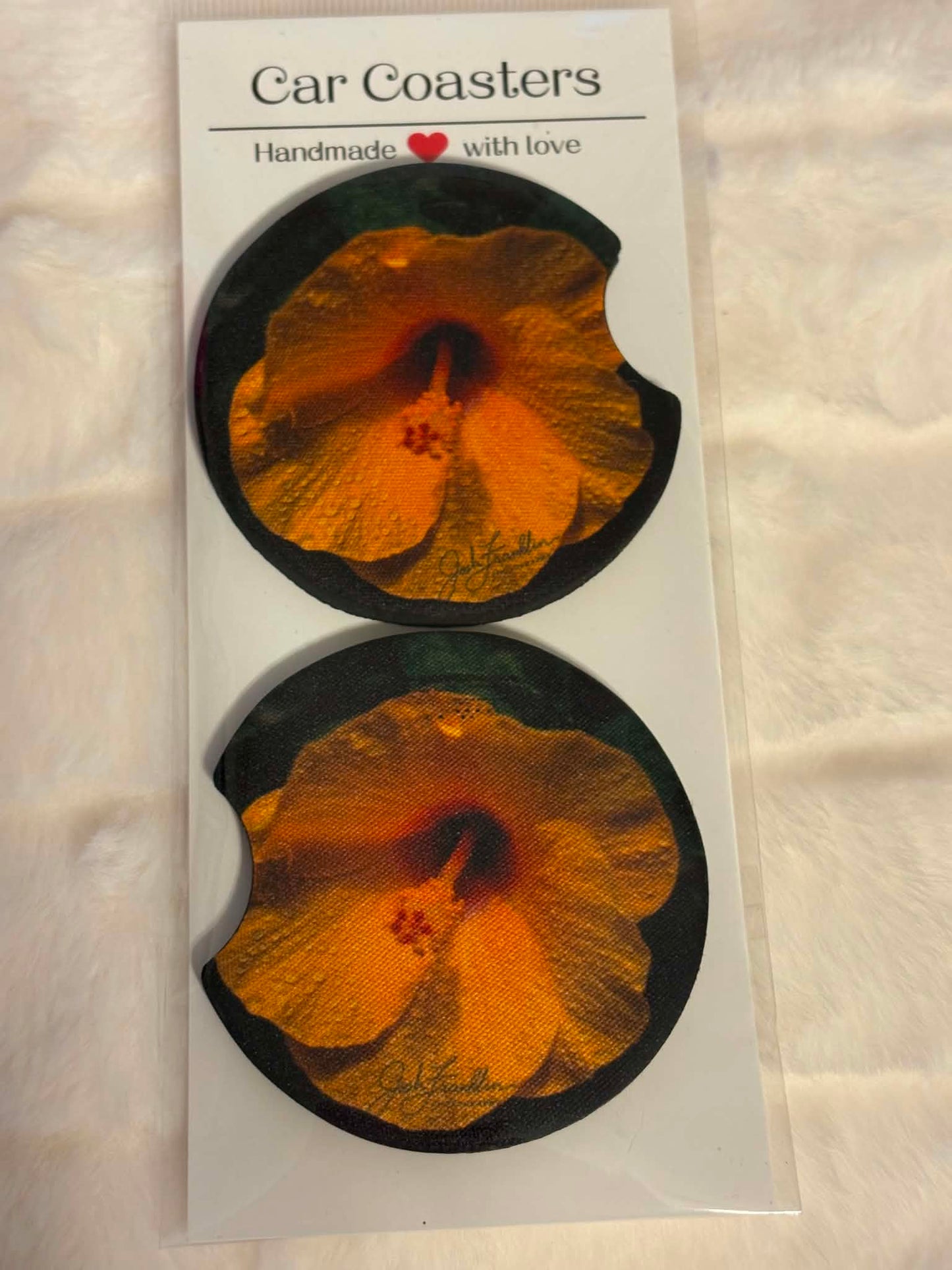 Golden Tropics – Tropical Hibiscus Car Coasters