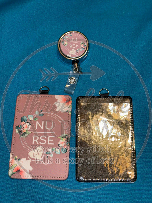 Floral Nurse Badge Holder + Matching Reel Set